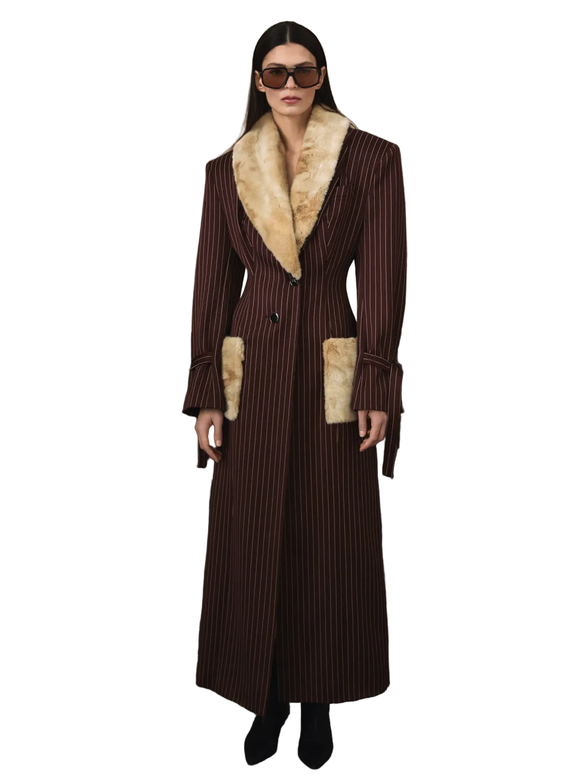 EMA fur coat brown stripe