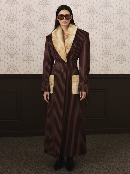 EMA fur coat brown stripe