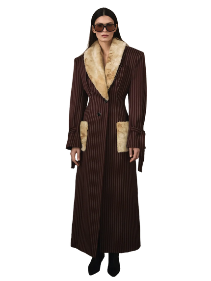 EMA fur coat brown stripe