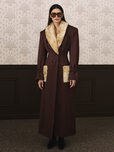 EMA fur coat brown stripe