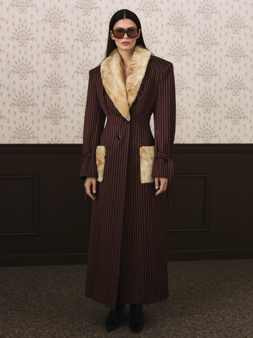 EMA fur coat brown stripe