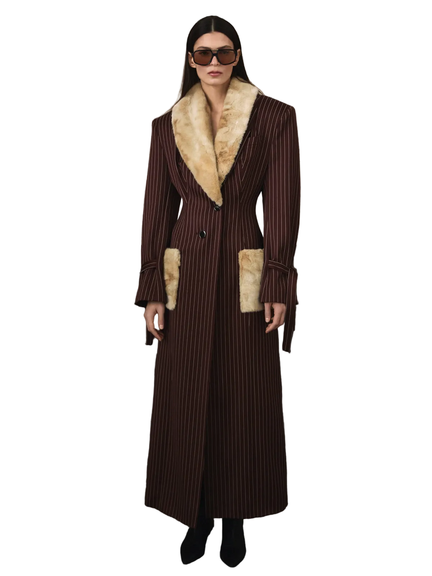 EMA fur coat brown stripe