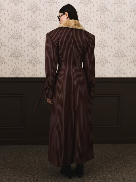 EMA fur coat brown stripe