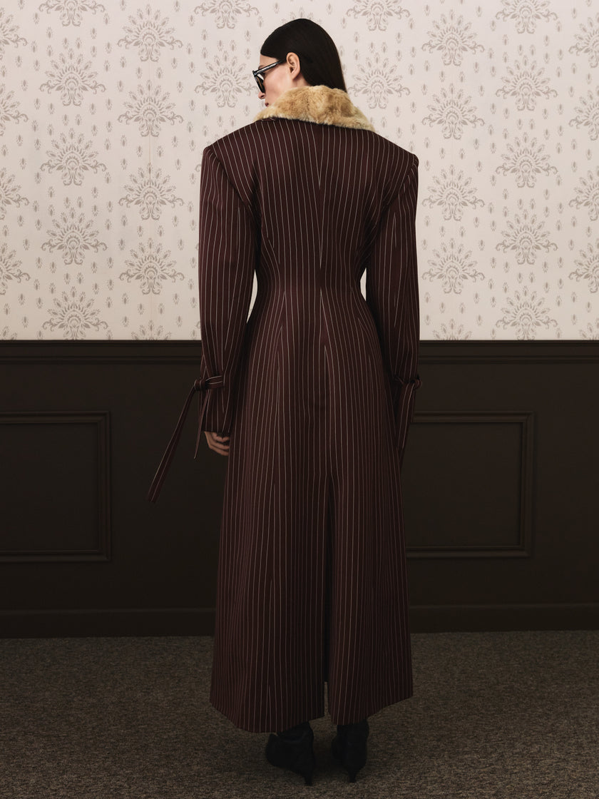 EMA fur coat brown stripe