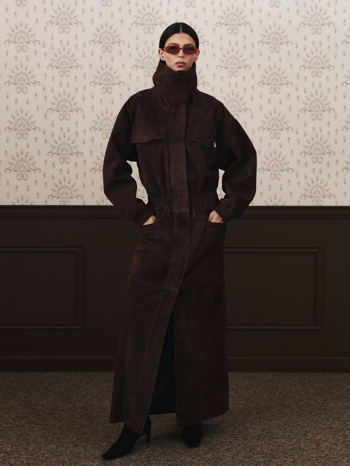 GIGI suede coat chocolate