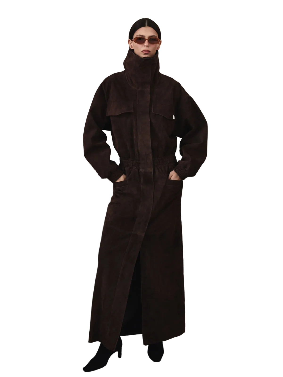 GIGI suede coat chocolate