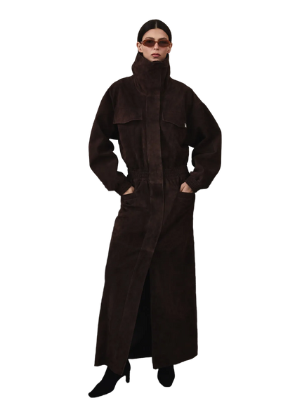 GIGI suede coat chocolate