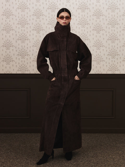 GIGI suede coat chocolate