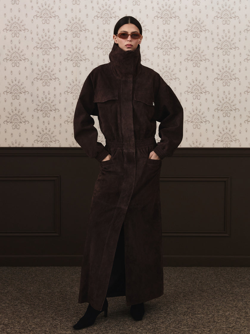 GIGI suede coat chocolate