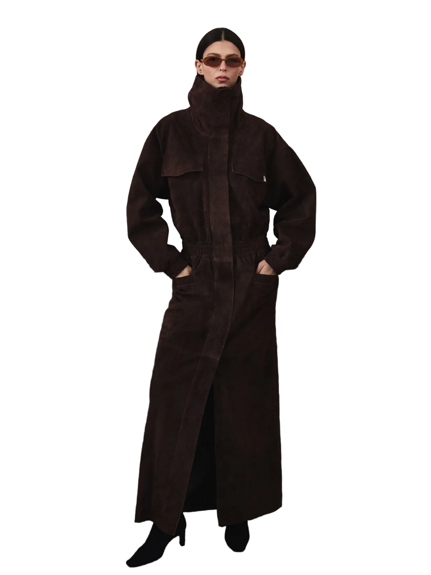 GIGI suede coat chocolate