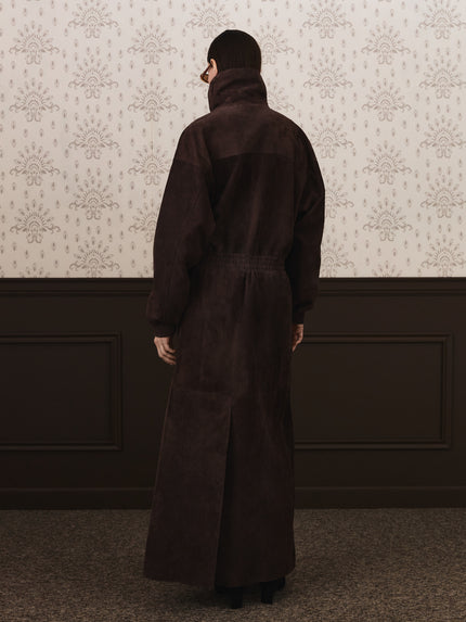 GIGI suede coat chocolate