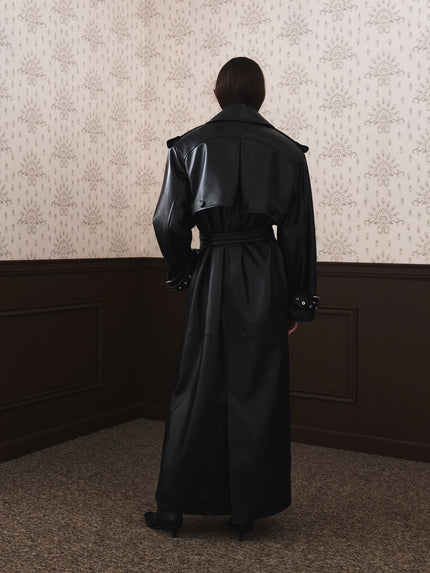 NEUS leather trench coat black