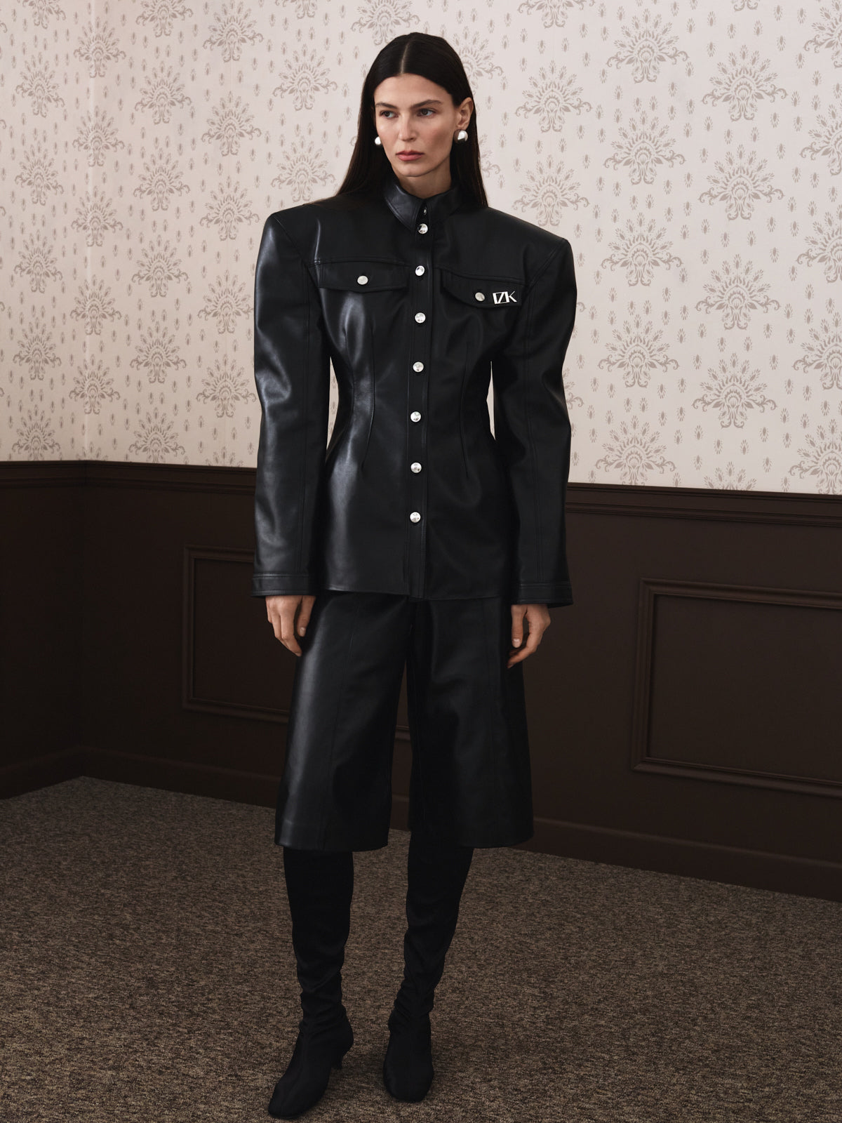 NERO leather shirt black