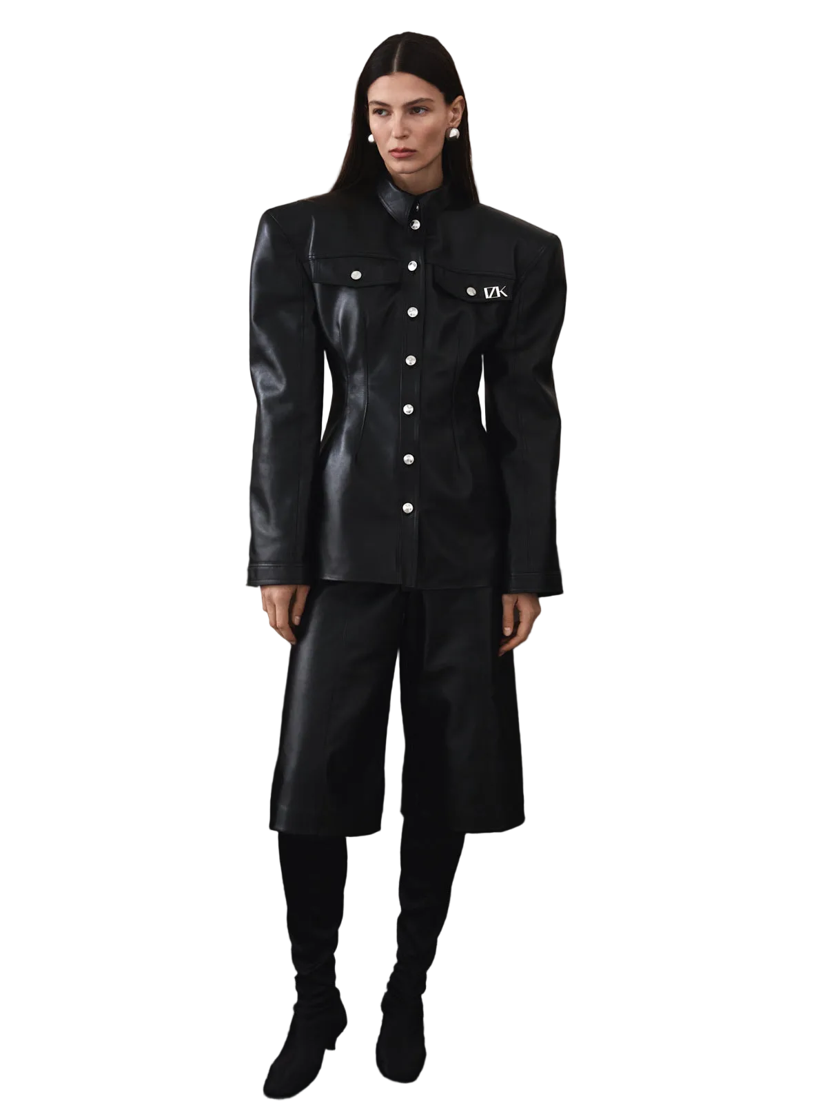 NERO leather shirt black