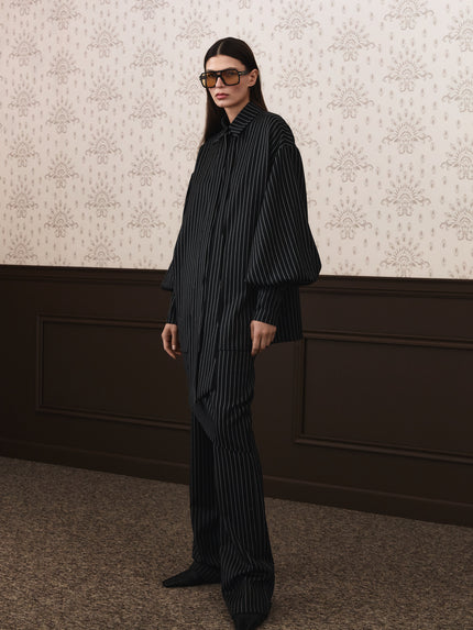 LILOU shirt black stripe