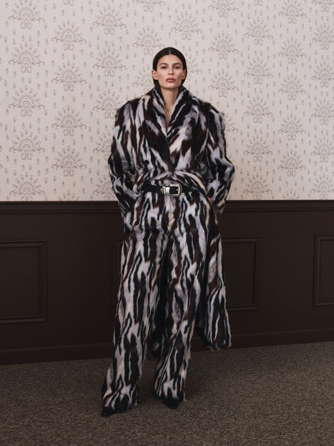LEA fur pants black / white