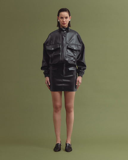 ALMA vegan leather bomber jacket black