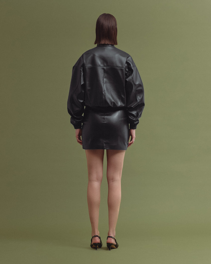 ALMA vegan leather bomber jacket black