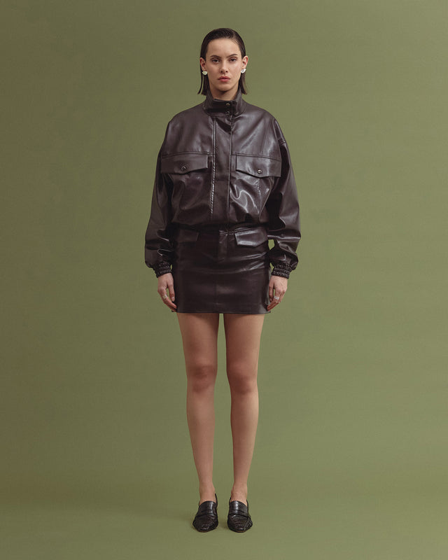 ALMA vegan leather bomber jacket brown