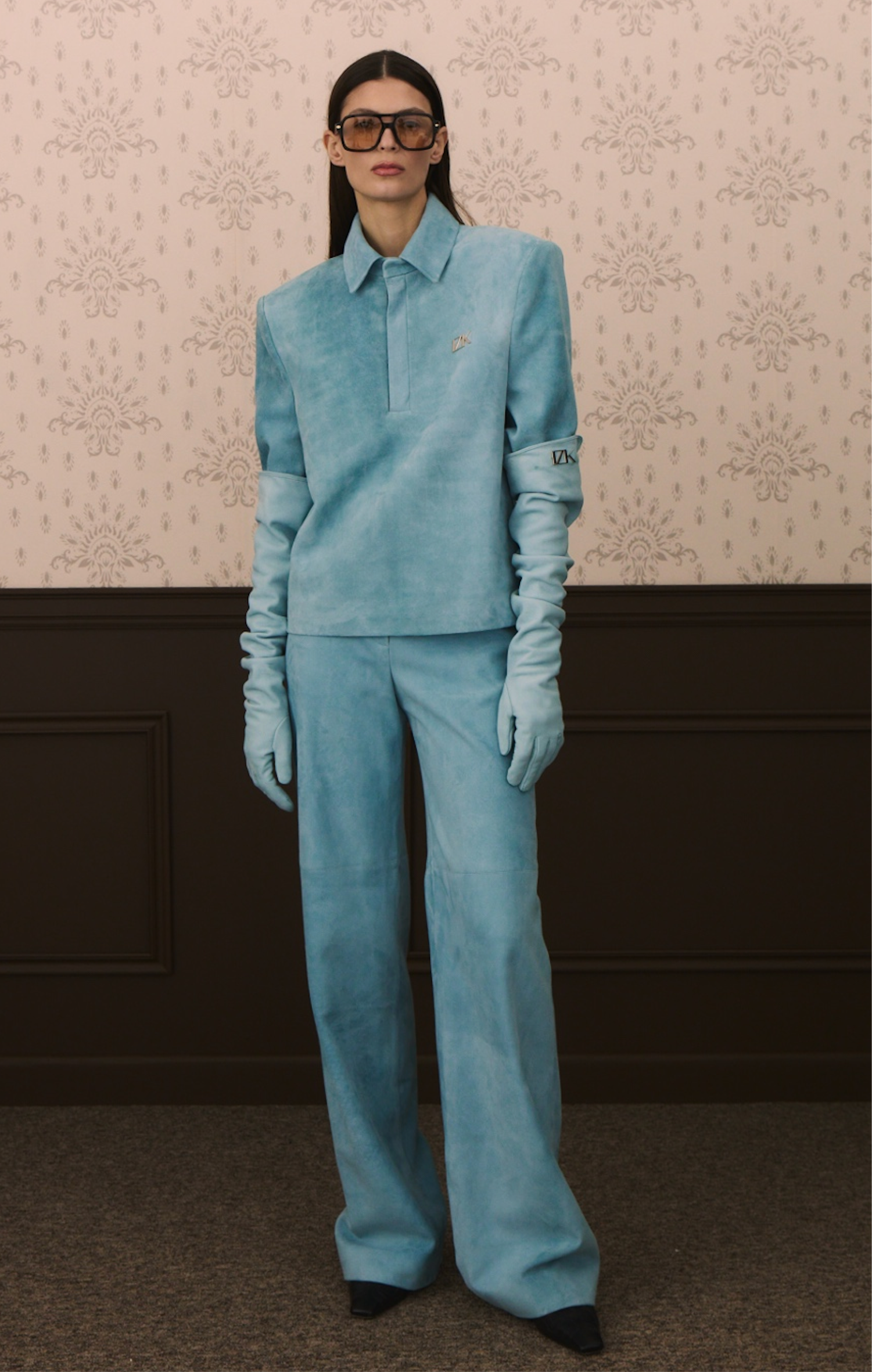 SOLINE leather gloves baby blue