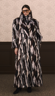 THEA fur coat black / white