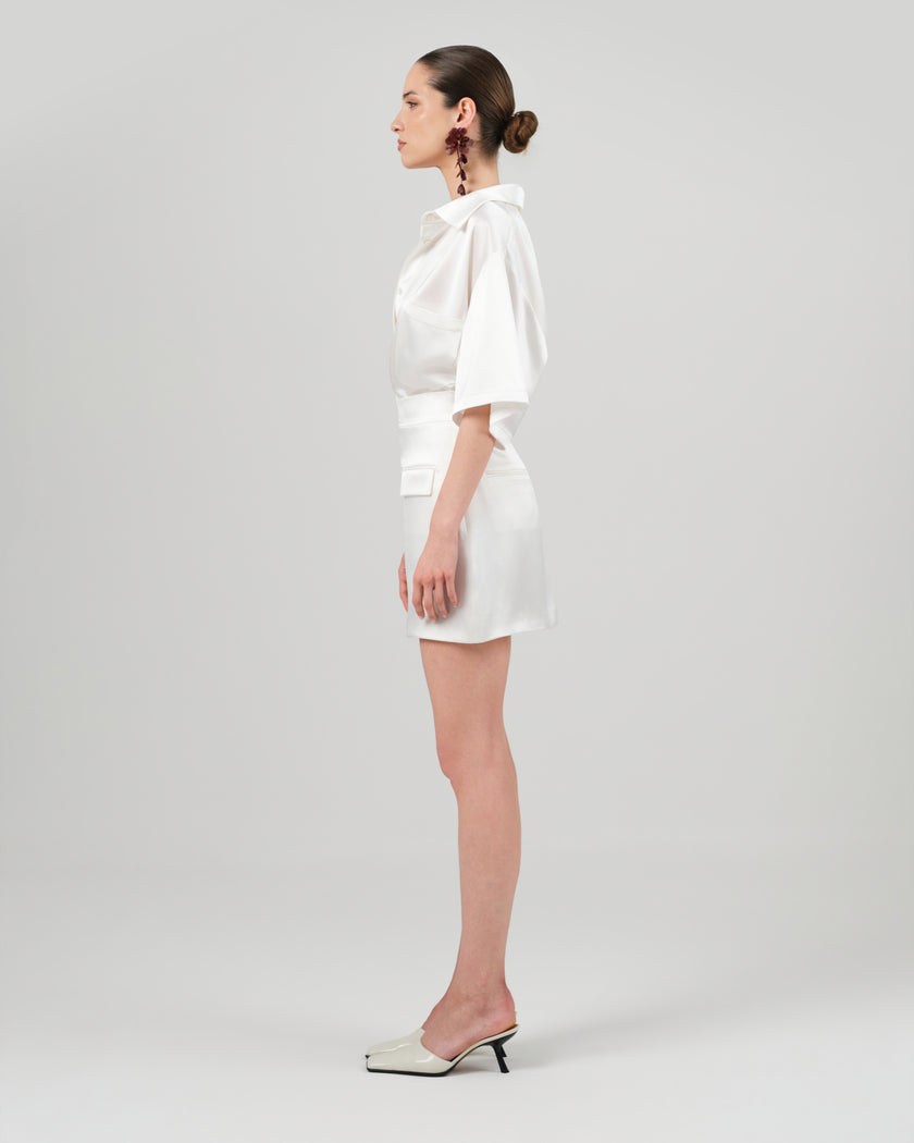 ATENA skirt white satin