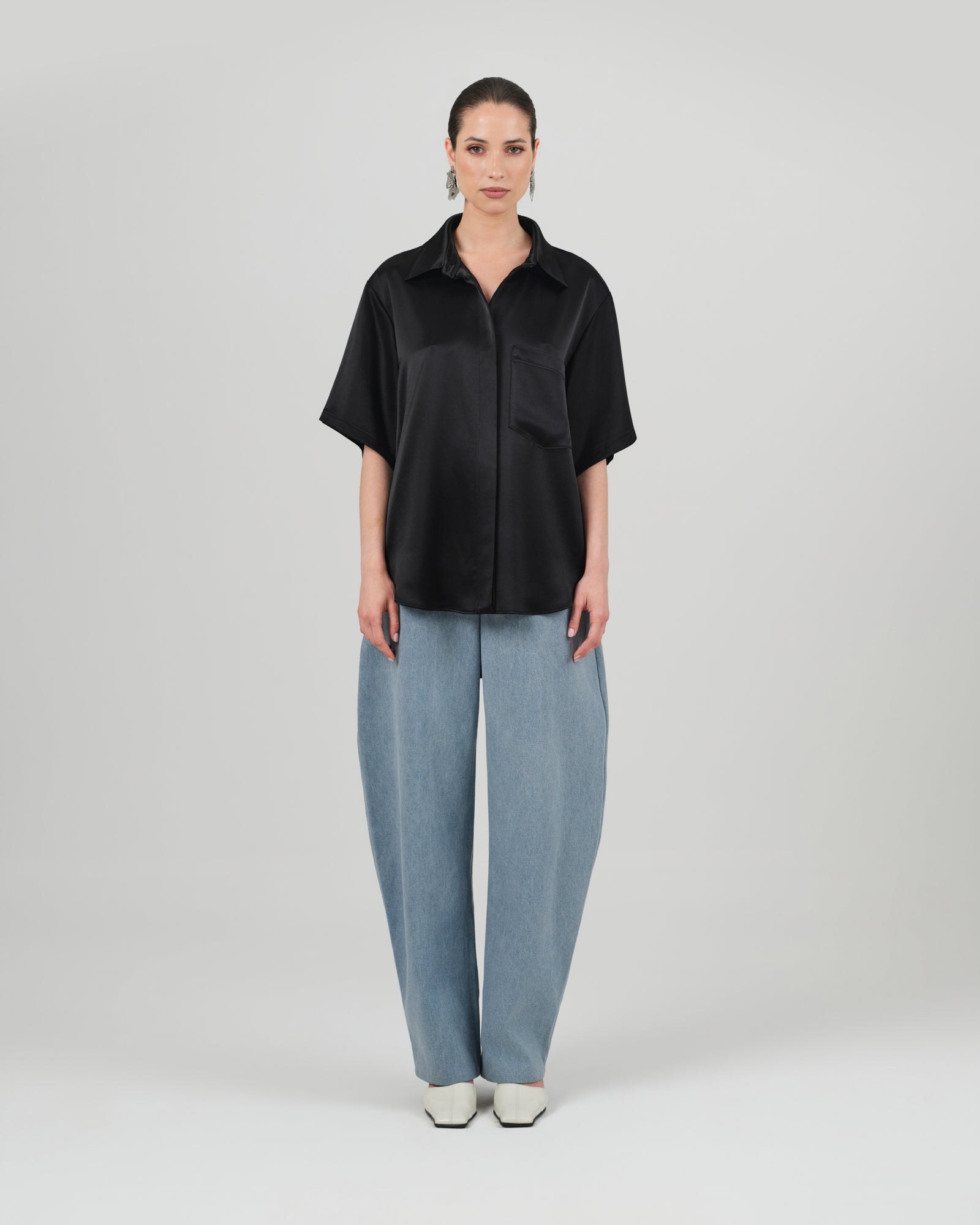 ROSA shirt black satin