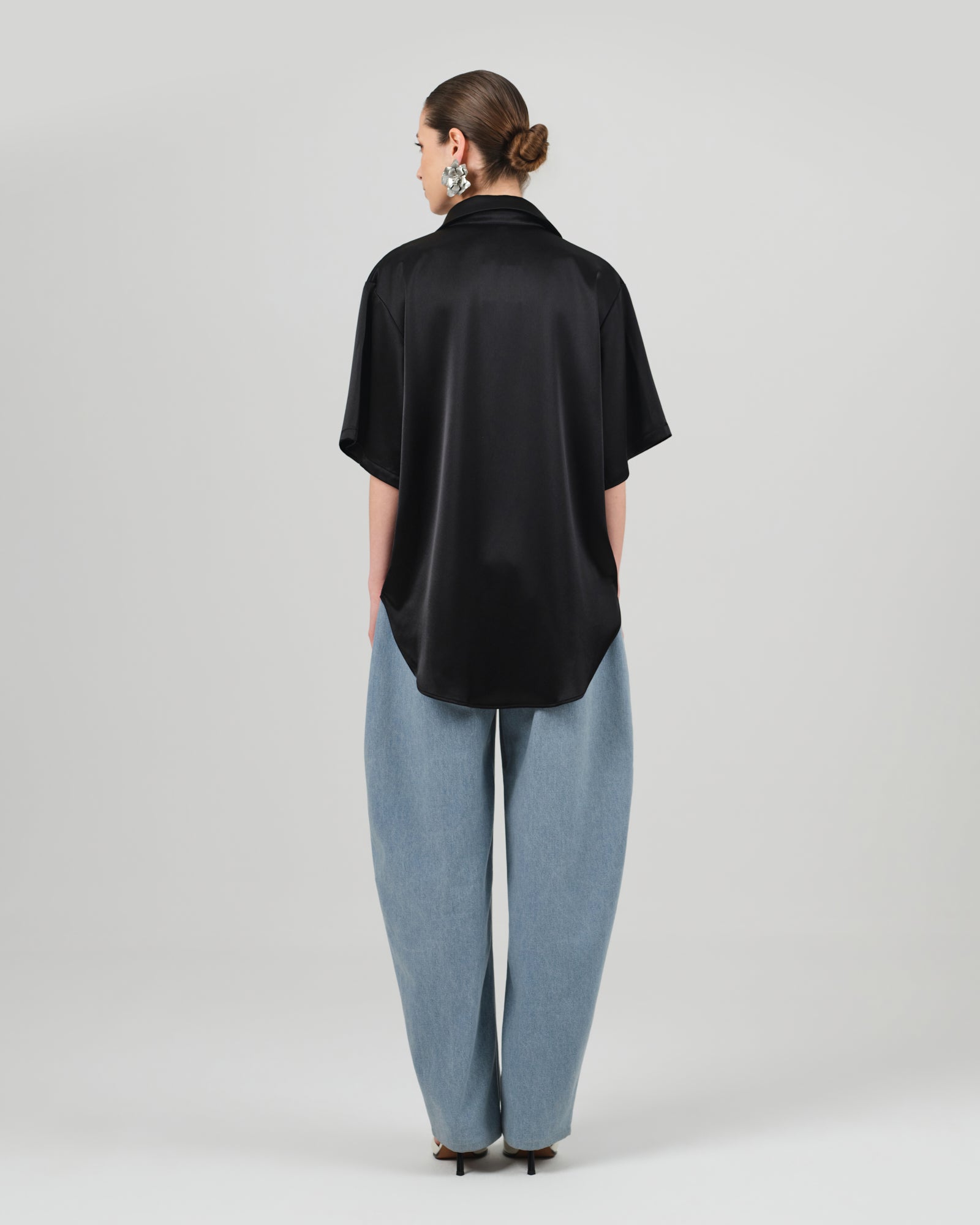 ROSA shirt black satin