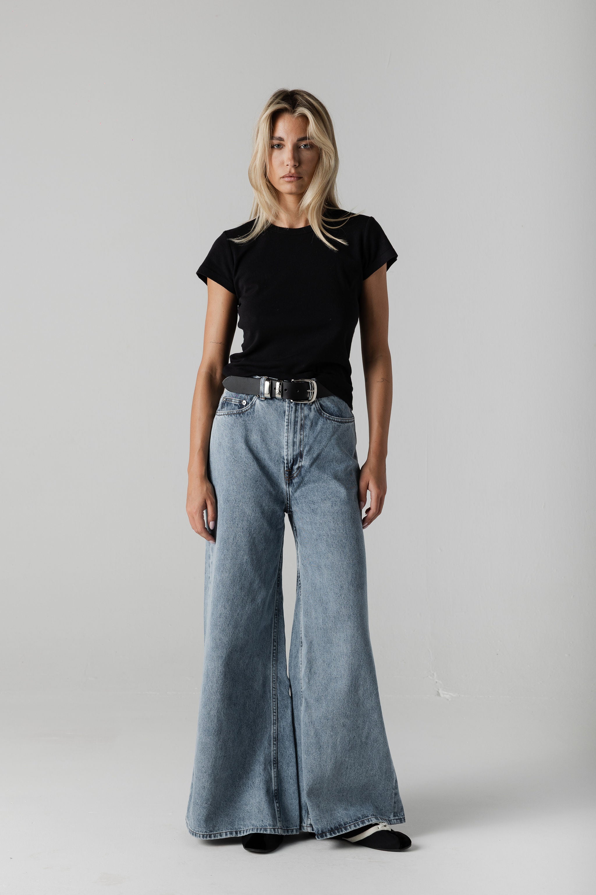 SAGE wide leg jeans washed blue