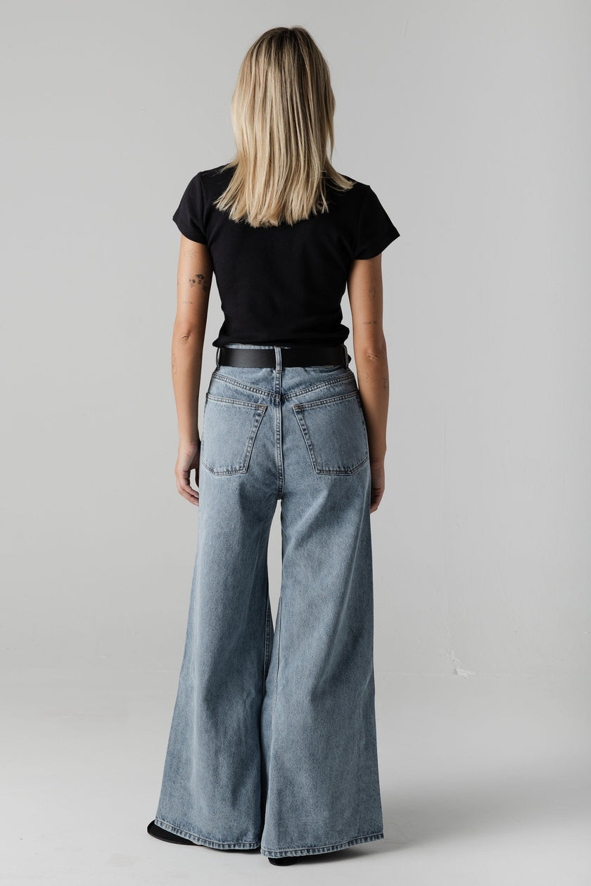 SAGE wide leg jeans washed blue