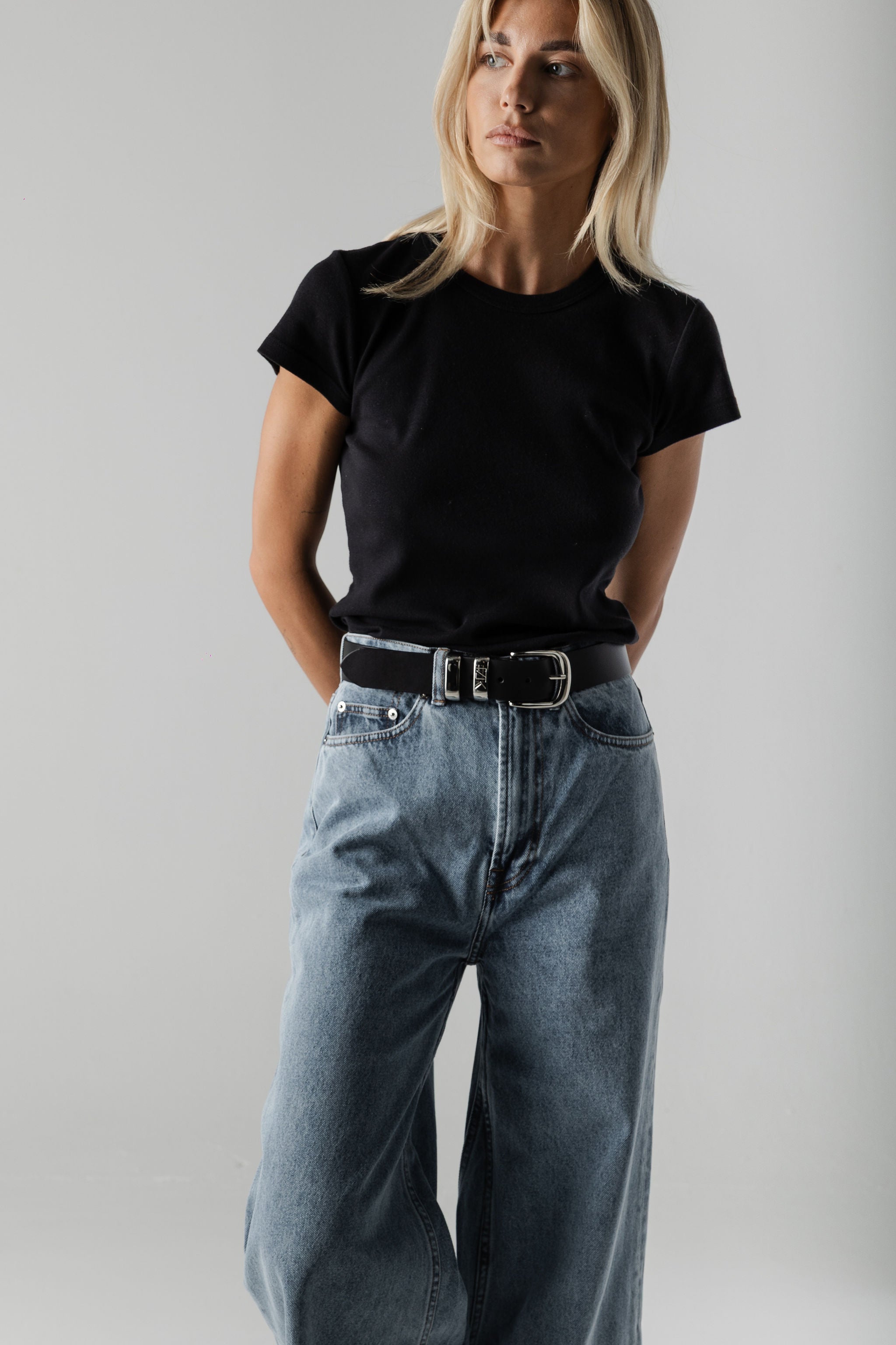 SAGE wide leg jeans washed blue