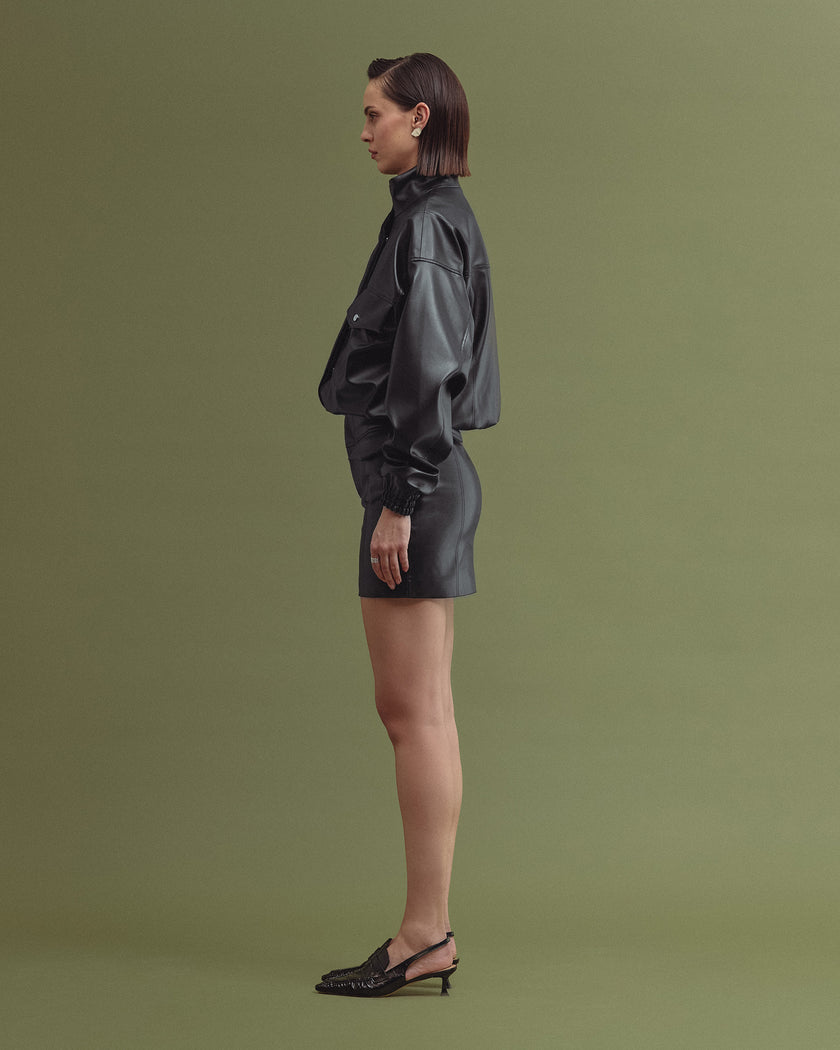 LILIA vegan leather mini skirt black