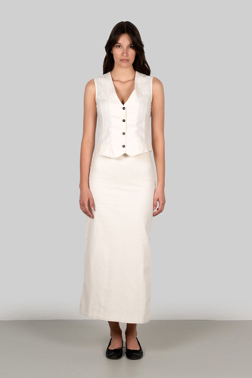 IVORY breeze linen skirt white