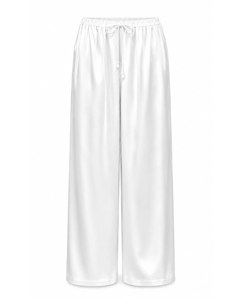 MELANIE pants white satin
